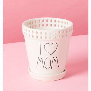 RAE DUNN 5in I Love Mom Planter With Saucer new in box